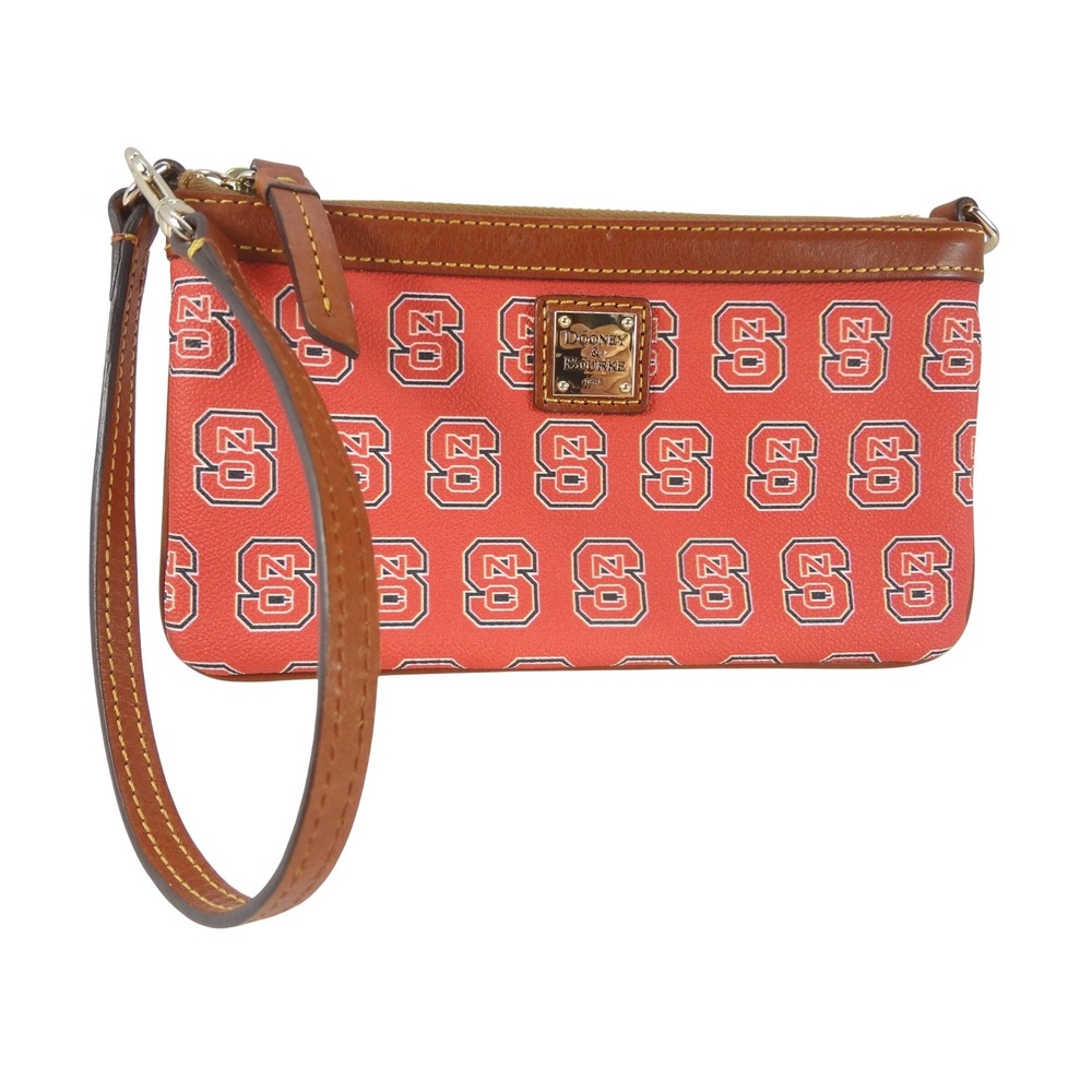 Dooney & Bourke NC State Wristlet Red Excellent Logo Coated Canvas